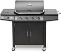 Gas BBQ Grill 5 Burner (4 Main + 1 Side Burner), Outdoor Barbecue with Steel Warming Rack, Temperature Gauge, for Garden & Outdoor Cooking