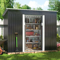 HOGYME 4.2' x 9.1' Outdoor Metal Storage Shed, Garden Tool House with 2 Vents, 2 Sliding Doors for Backyard Patio Lawn, Gray