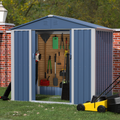 JAORD Metal Outdoor Storage Shed, Steel Utility Tool Shed Storage House with Sliding Door, Metal Sheds Outdoor Storage for Backyard Garden Patio Lawn (H6'xW6'x D4') Blue&White