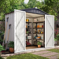 LAUSAINT HOME 4' x 6' Outdoor Storage Shed, Metal Shed Garden Tool Storage & Bicycle Storage with Lockable Door, White
