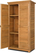 Lofka Outdoor Storage Cabinet Garden Shed w/ Asphalt Roof, Wooden, Natural